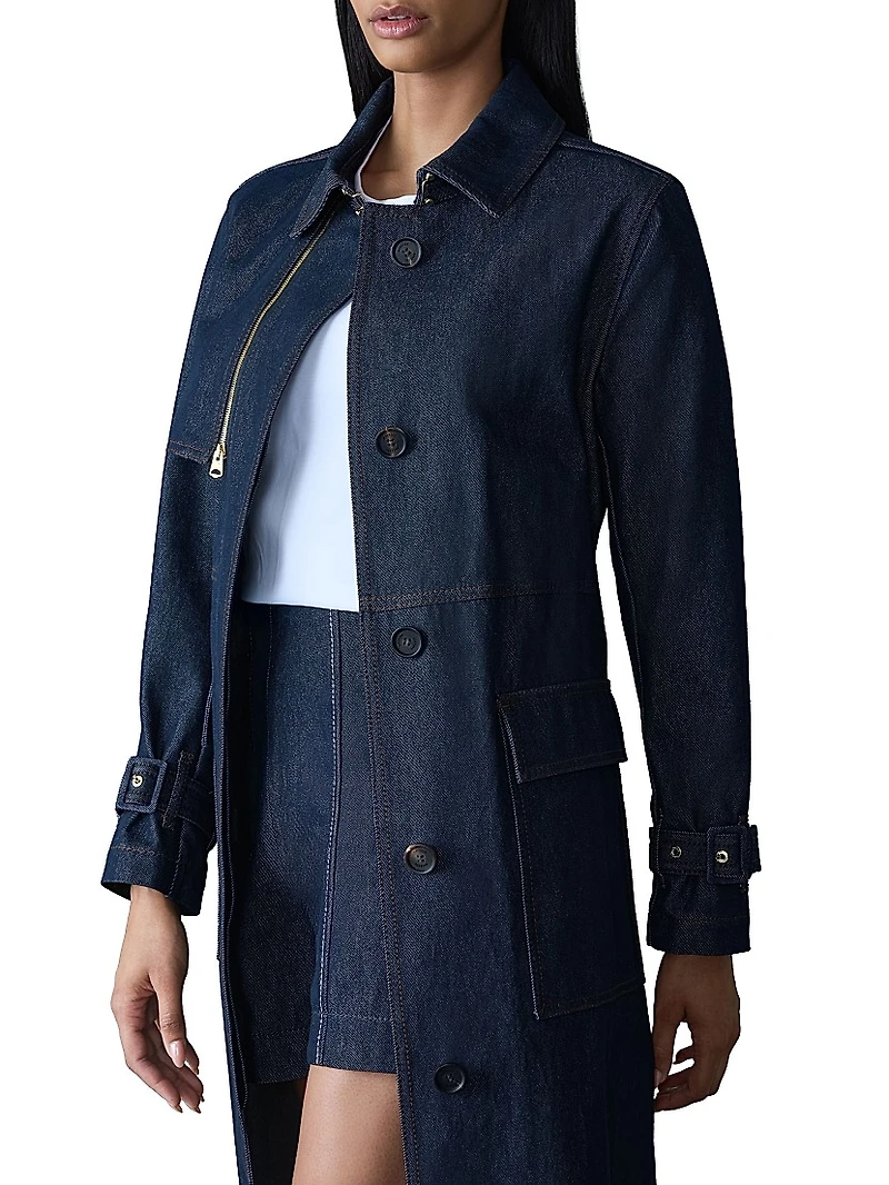 India Cotton Denim Trench Coat