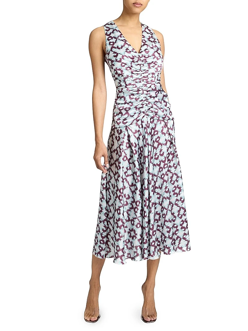 Ruched A-Line Midi-Dress