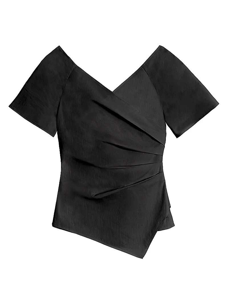 Asymmetric V-Neck Faux-Wrap Top