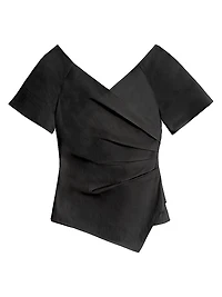 Asymmetric V-Neck Faux-Wrap Top