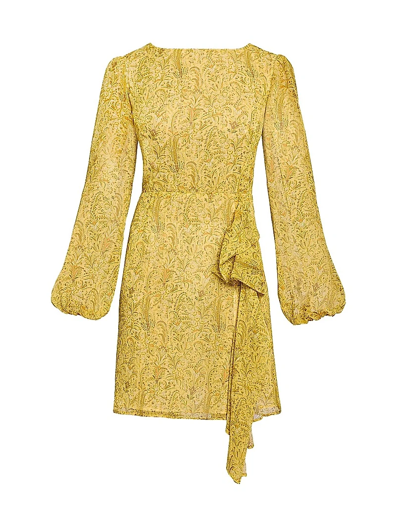 Paisley Print Ruffle Minidress