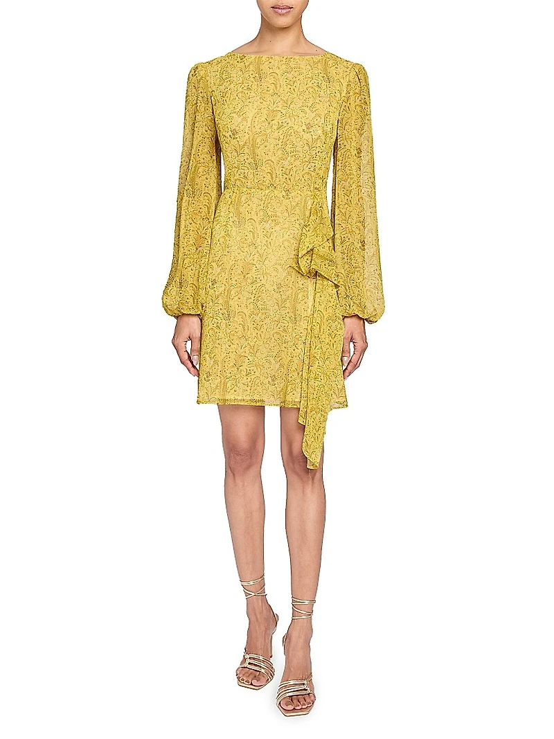 Paisley Print Ruffle Minidress