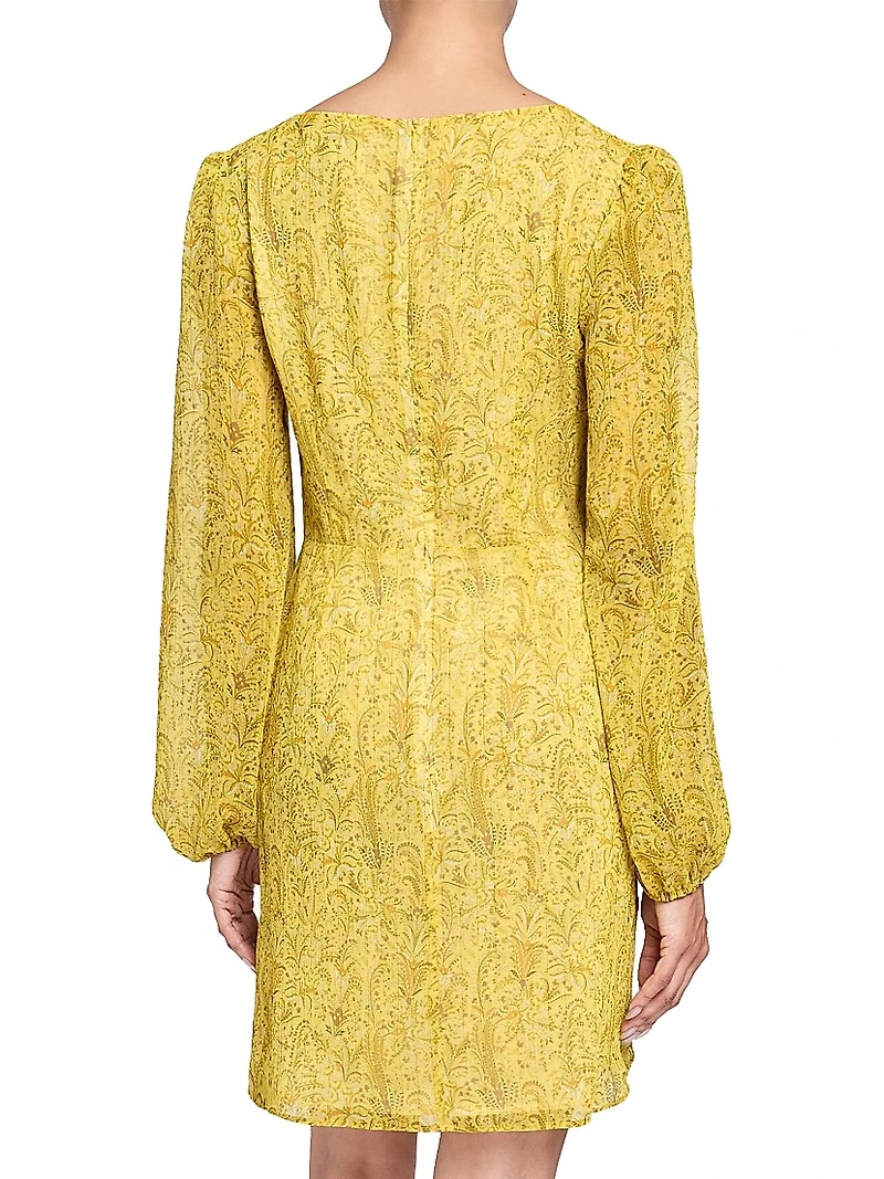 Paisley Print Ruffle Minidress