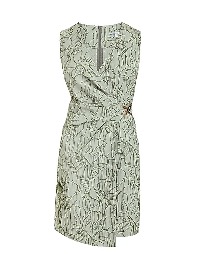 Embroidered Wrap Minidress