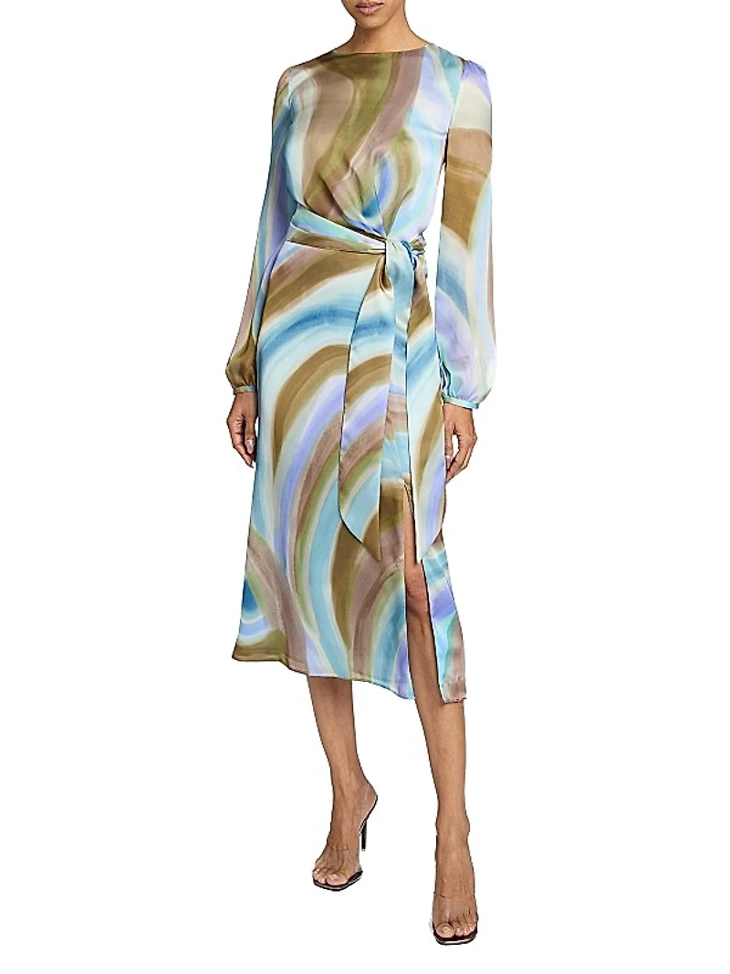 Printed A-Line Midi-Dress