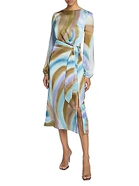 Printed A-Line Midi-Dress