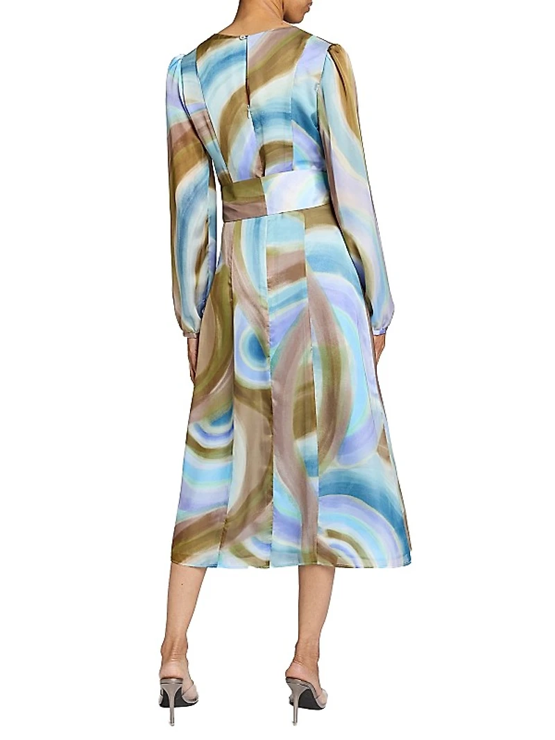 Printed A-Line Midi-Dress