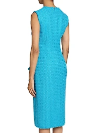 Ruffled Skirt Tweed Sheath Dress