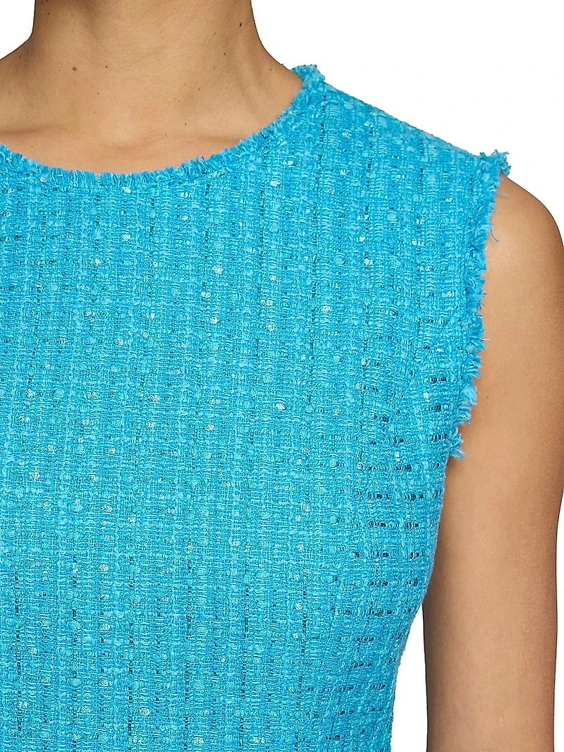 Ruffled Skirt Tweed Sheath Dress
