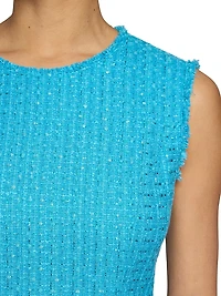 Ruffled Skirt Tweed Sheath Dress