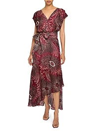 Floral Asymmetric Hi-Lo Midi-Dress