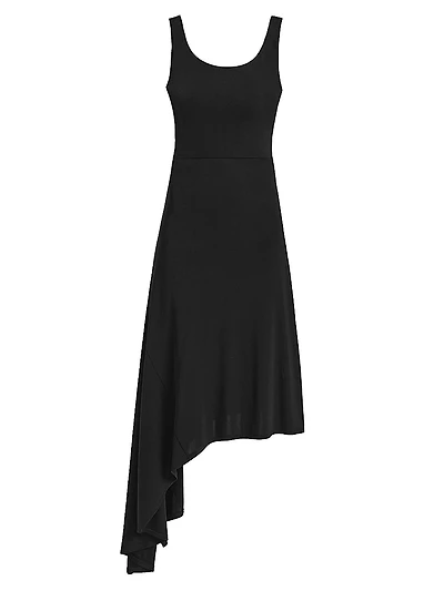 Stretch Jersey Asymmetric Midi-Dress