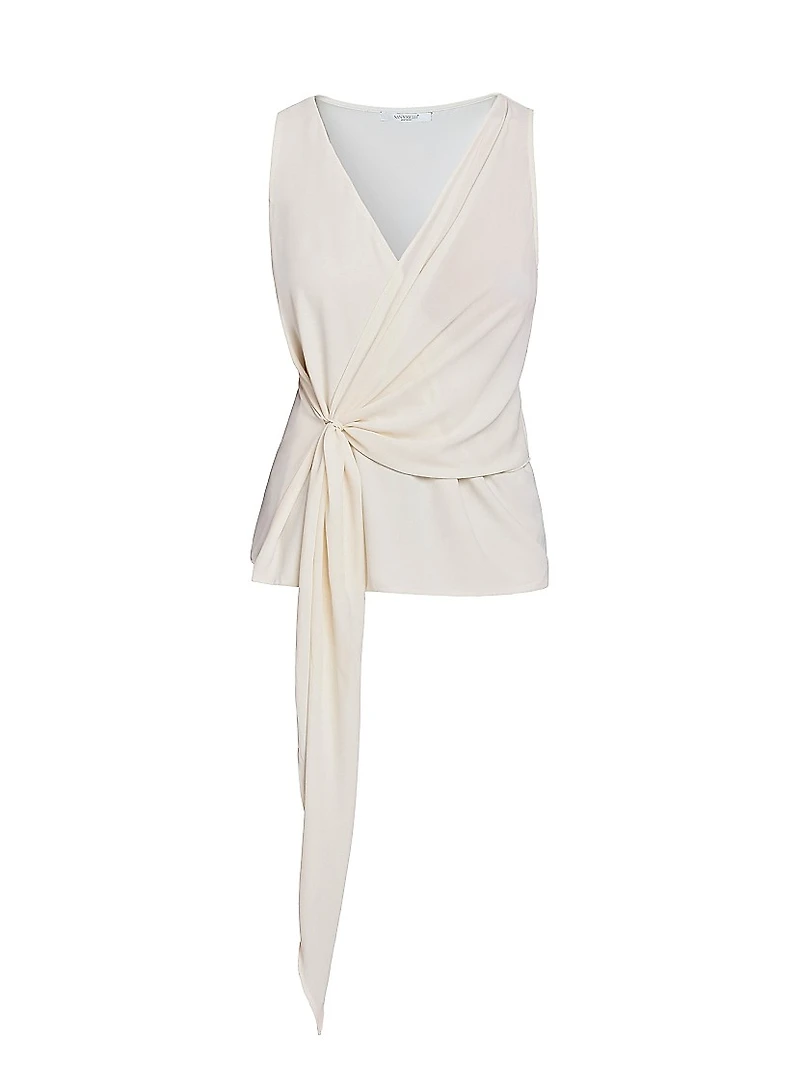 Danna Crepe Faux-Wrap Top
