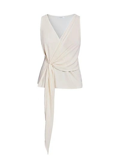 Danna Crepe Faux-Wrap Top