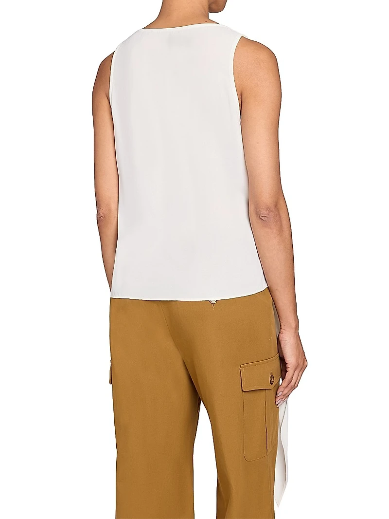 Danna Crepe Faux-Wrap Top