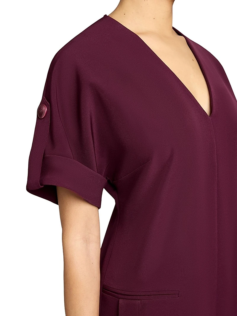 Linen-Blend A-Line Button Midi-Dress