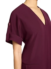 Linen-Blend A-Line Button Midi-Dress