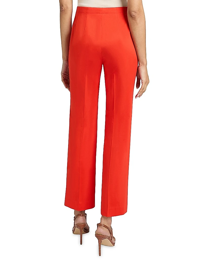 Roma Stretch-Cotton Straight-Leg Pants
