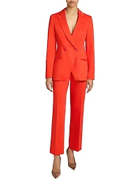 Roma Stretch-Cotton Straight-Leg Pants