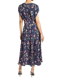 Floral Faux-Wrap Midi-Dress