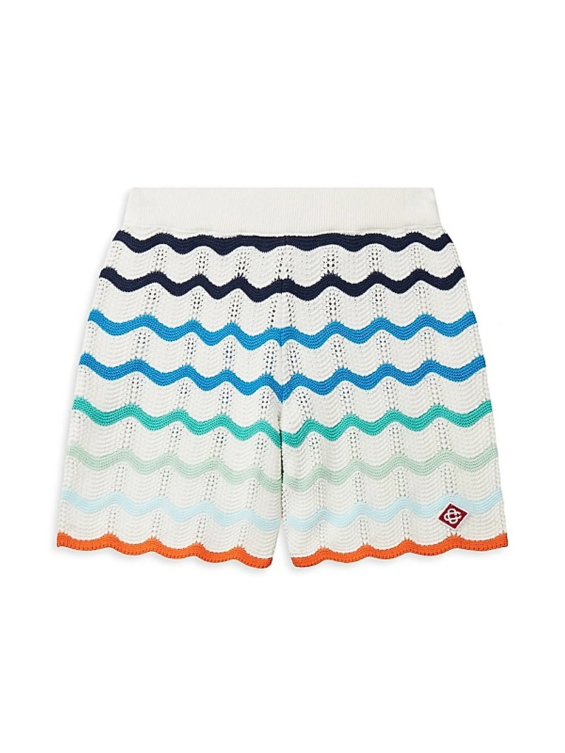 Little Boy's & Boy's Gradient Wave Crochet Shorts