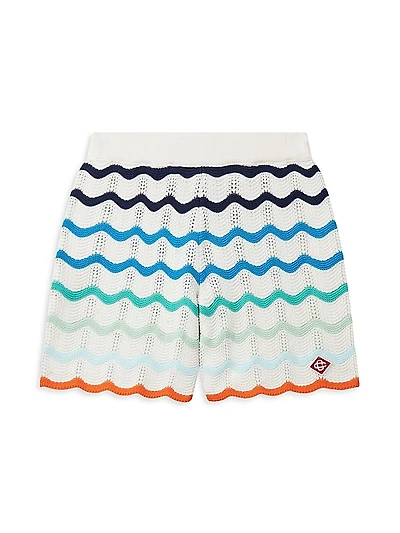 Little Boy's & Boy's Gradient Wave Crochet Shorts