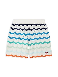 Little Boy's & Boy's Gradient Wave Crochet Shorts