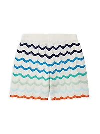 Little Boy's & Boy's Gradient Wave Crochet Shorts