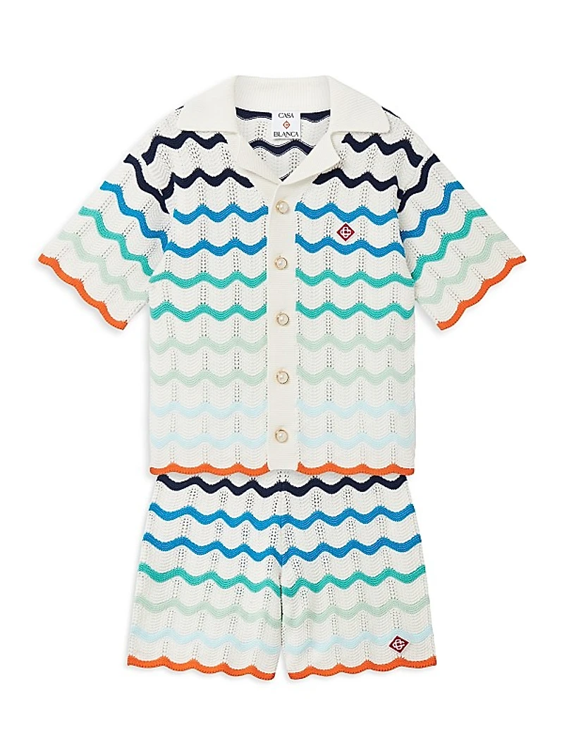 Little Boy's & Boy's Gradient Wave Crochet Shorts