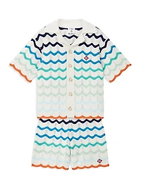 Little Boy's & Boy's Gradient Wave Crochet Shorts