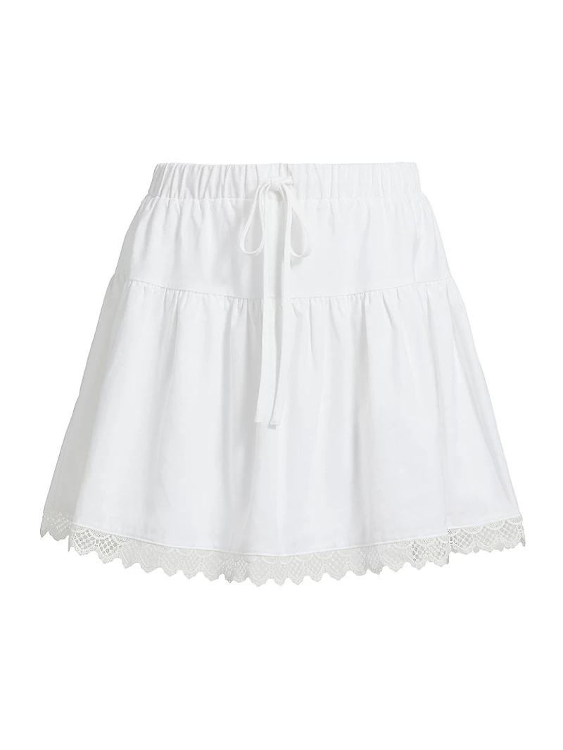 Tiered A-Line Drawstring Miniskirt