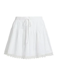 Tiered A-Line Drawstring Miniskirt