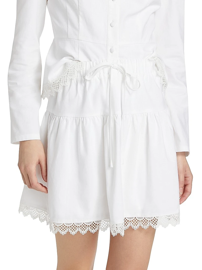 Tiered A-Line Drawstring Miniskirt