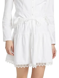 Tiered A-Line Drawstring Miniskirt