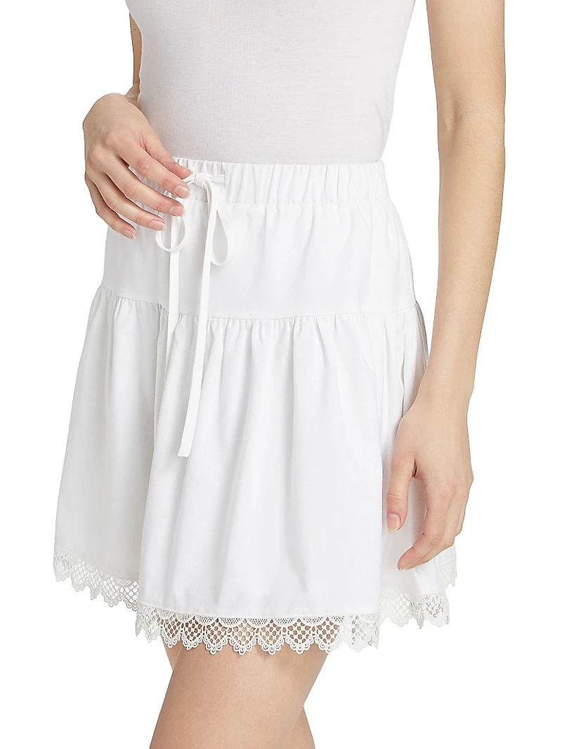 Tiered A-Line Drawstring Miniskirt