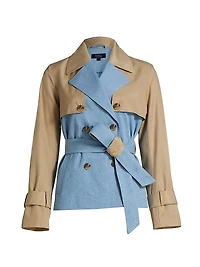 Mixed Media Crop Trench Coat
