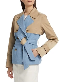 Mixed Media Crop Trench Coat