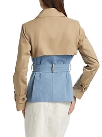 Mixed Media Crop Trench Coat