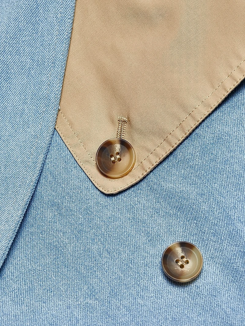 Mixed Media Crop Trench Coat