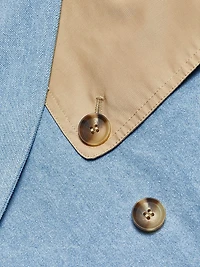 Mixed Media Crop Trench Coat