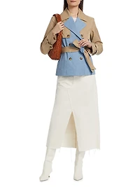 Mixed Media Crop Trench Coat