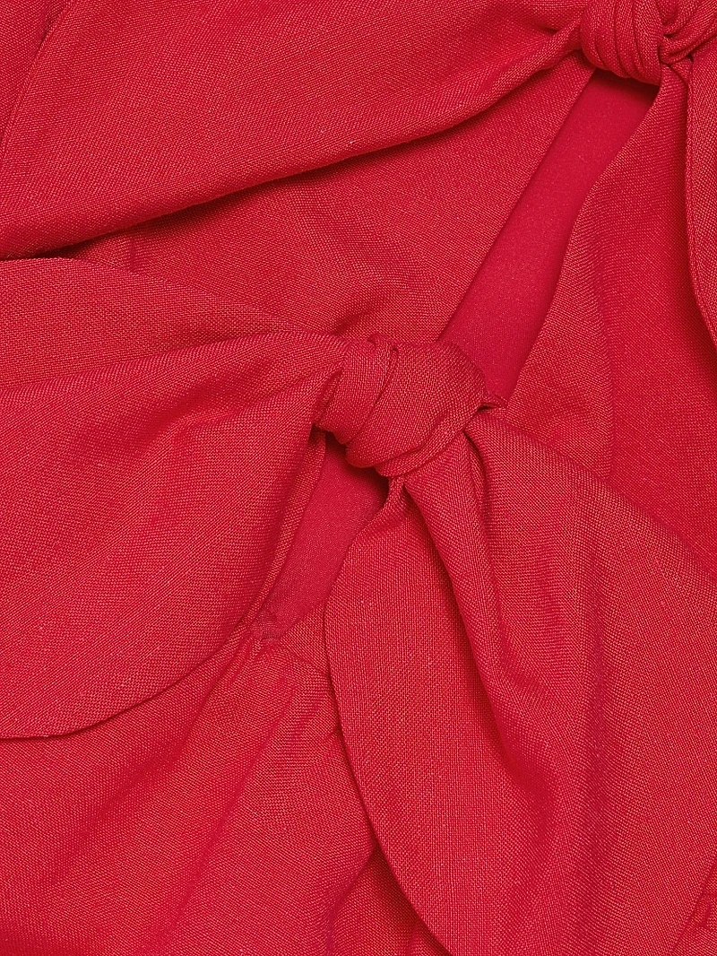 Bow-Front Puff-Sleeve Minidress