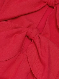 Bow-Front Puff-Sleeve Minidress