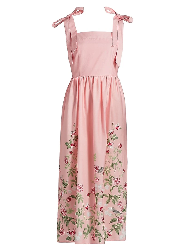 Floral Stretch Cotton Midi-Dress
