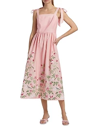 Floral Stretch Cotton Midi-Dress