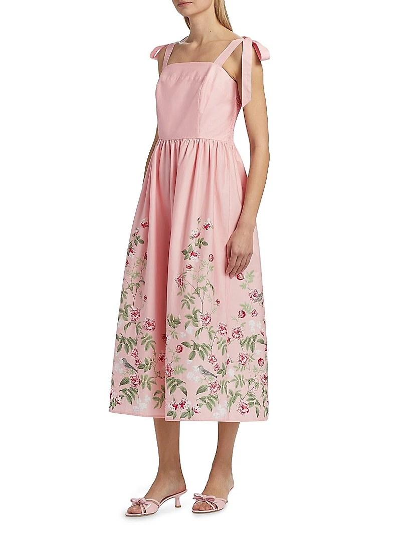 Floral Stretch Cotton Midi-Dress