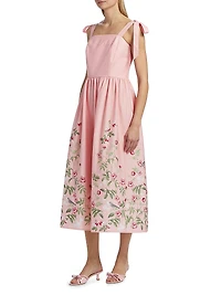 Floral Stretch Cotton Midi-Dress