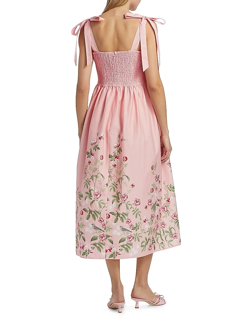 Floral Stretch Cotton Midi-Dress