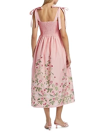 Floral Stretch Cotton Midi-Dress