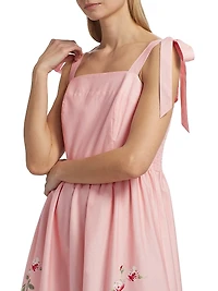 Floral Stretch Cotton Midi-Dress